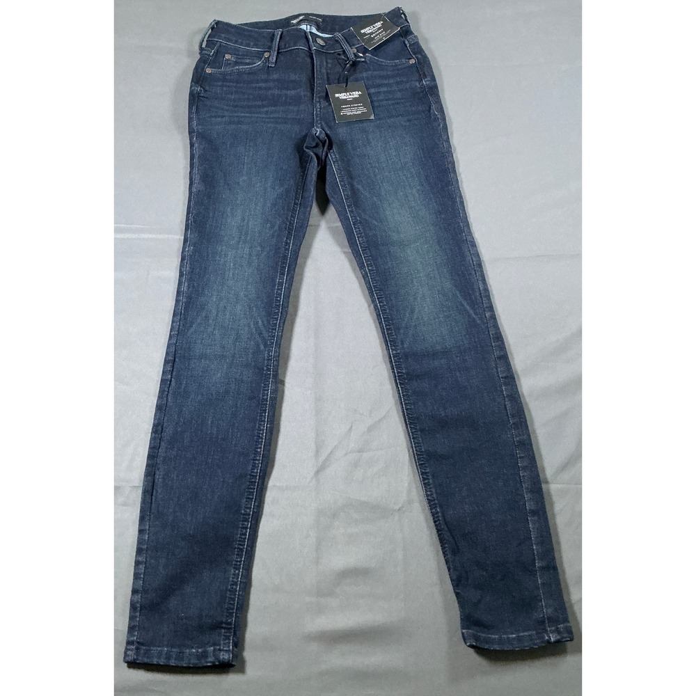 Simply Vera Vera Wang Mid Rise Skinny Jeans Dark Wash Denver Denim Size 0 NWT